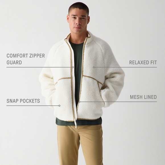 The Summit High Pile Fleece Jacket in Bone, NWT - Picture 3 of 11